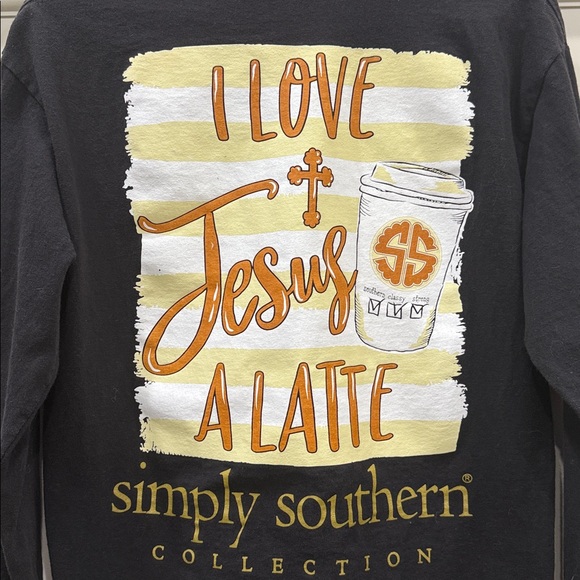 Simply Southern Black and Gold Long Sleeve T-Shirt Medium - Picture 2 of 11